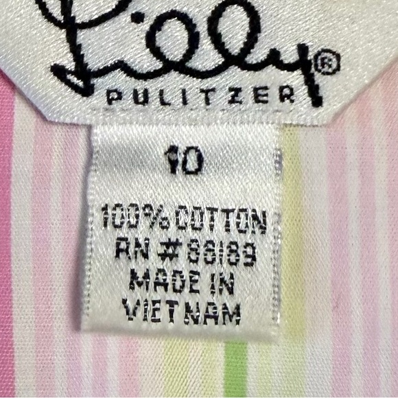 Lilly Pulitzer Classic Pink and Green Striped Shirt Size 10 - Picture 4 of 4